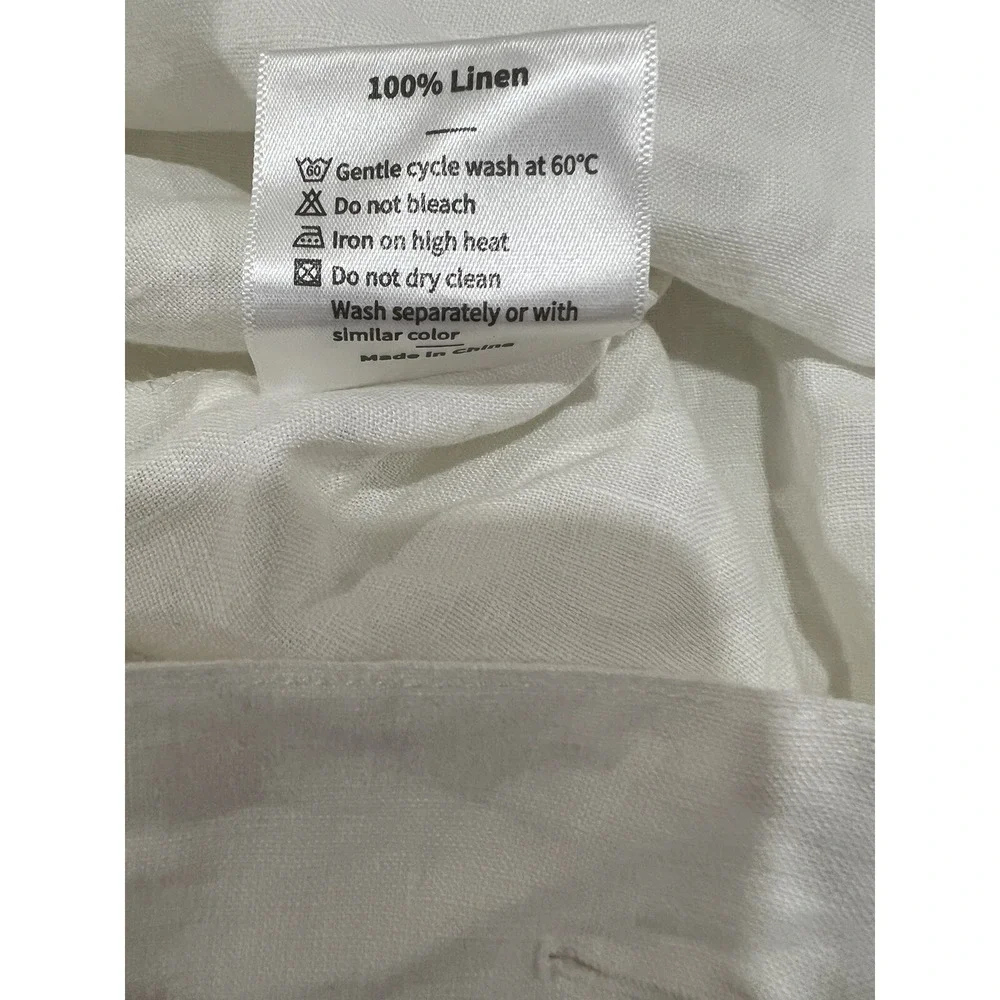 SIMPLE OPULENCE White  100% linen KING Button Pillow Sham